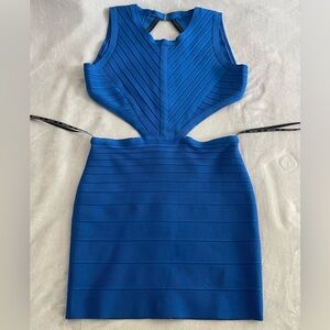 Herve Leger Vibrant Blue Backless Dress